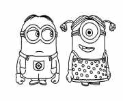 Coloriage minion et sa soeur